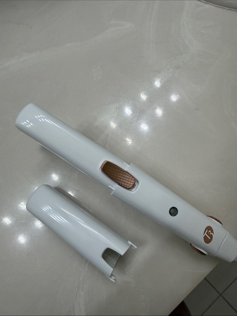 T3 White and Rose Gold Travel Mini Flat Iron